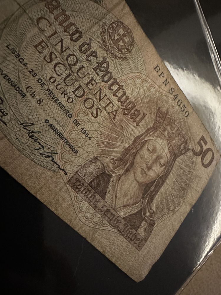 Nota banco Portugal 50 escudos ouro