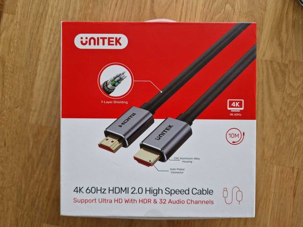 Kabel Unitek Y-C142LGY HDMI 2.0 4K 48bit 18Gbps 10m czarny