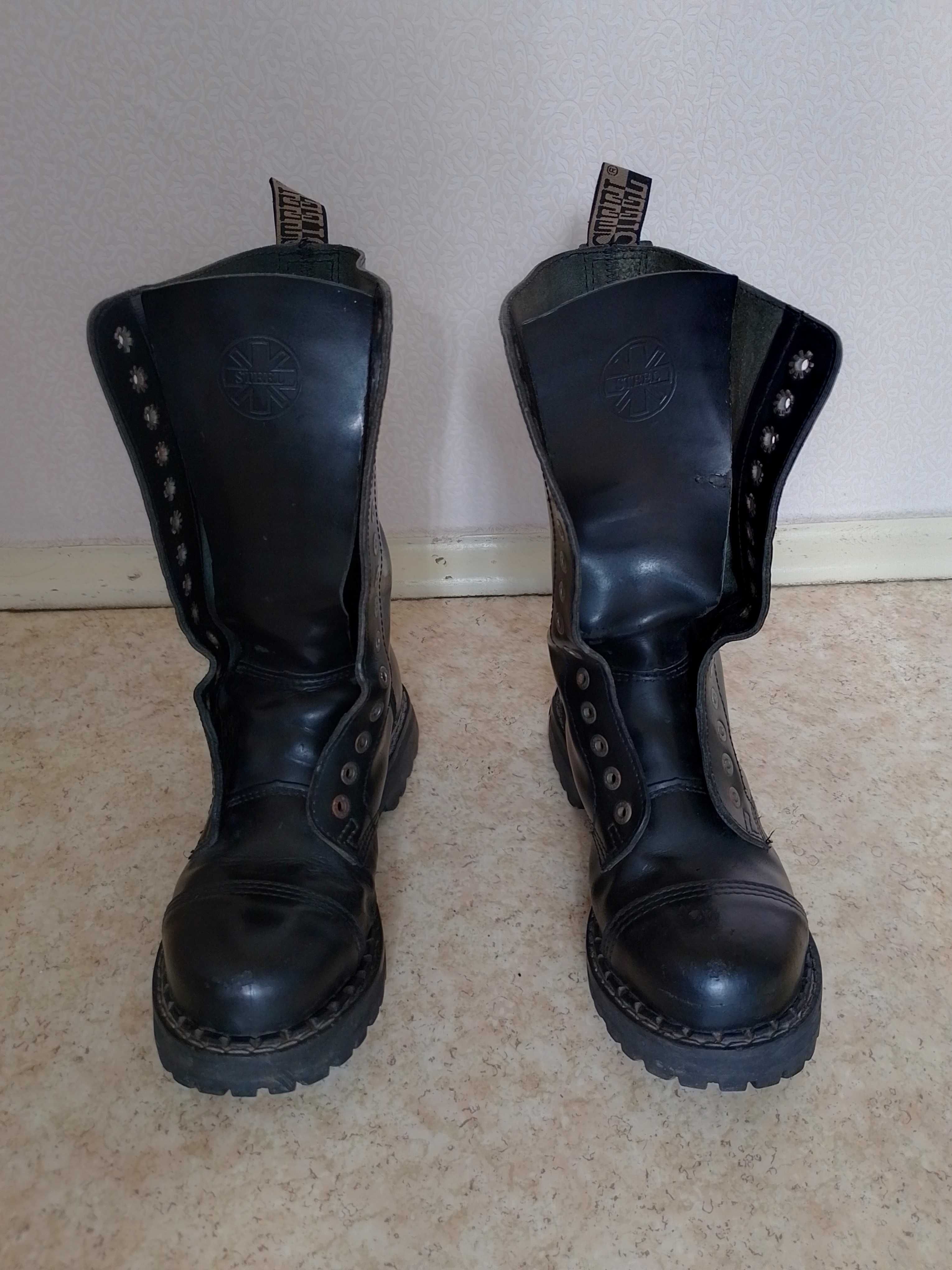 Неубиваемые кожаные ботинки STEEL Берцы 15 люверсов гриндерсы черевики