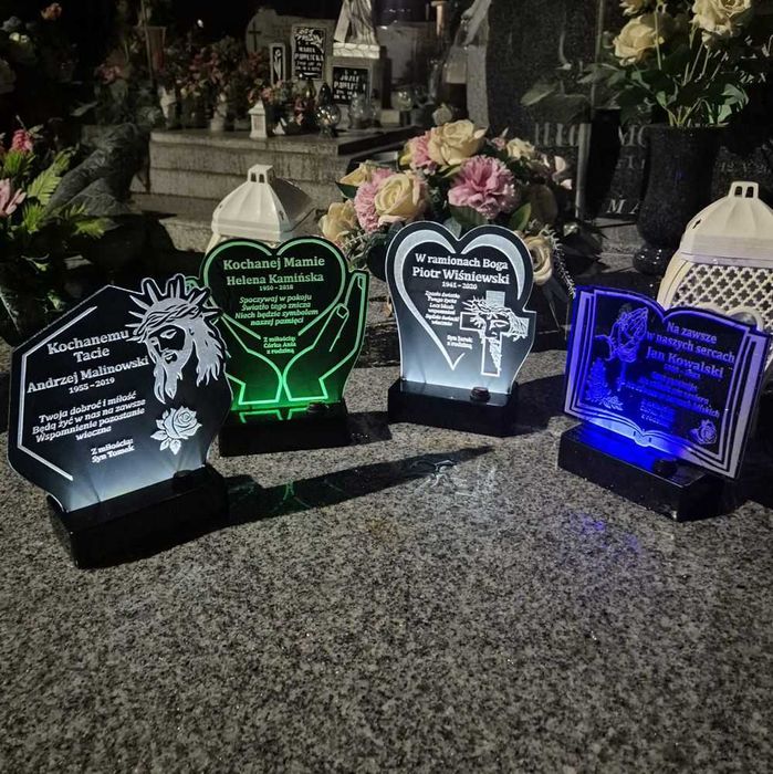Nowoczesny znicz LED z grawerem | Wszystkich Świętych