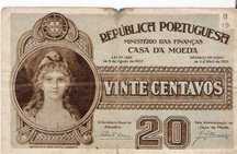 Nota 20 Centavos Portugal 1925