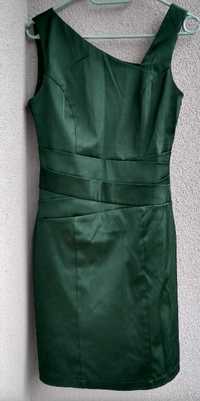 Orsay sukienka damska butelkowa zieleń 36 S asymetryczna wesele ślub