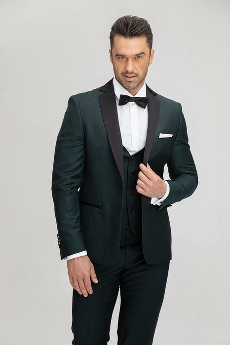 Zielony żakardowy garnitur ślubny Giacomo Conti