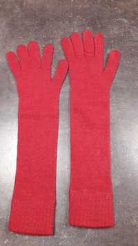 Długie rękawiczki damskie z dzianiny