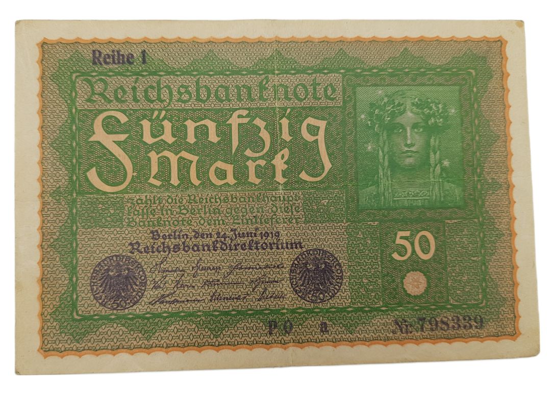 Stary Banknot kolekcjonerski Niemcy 50 marek 1919