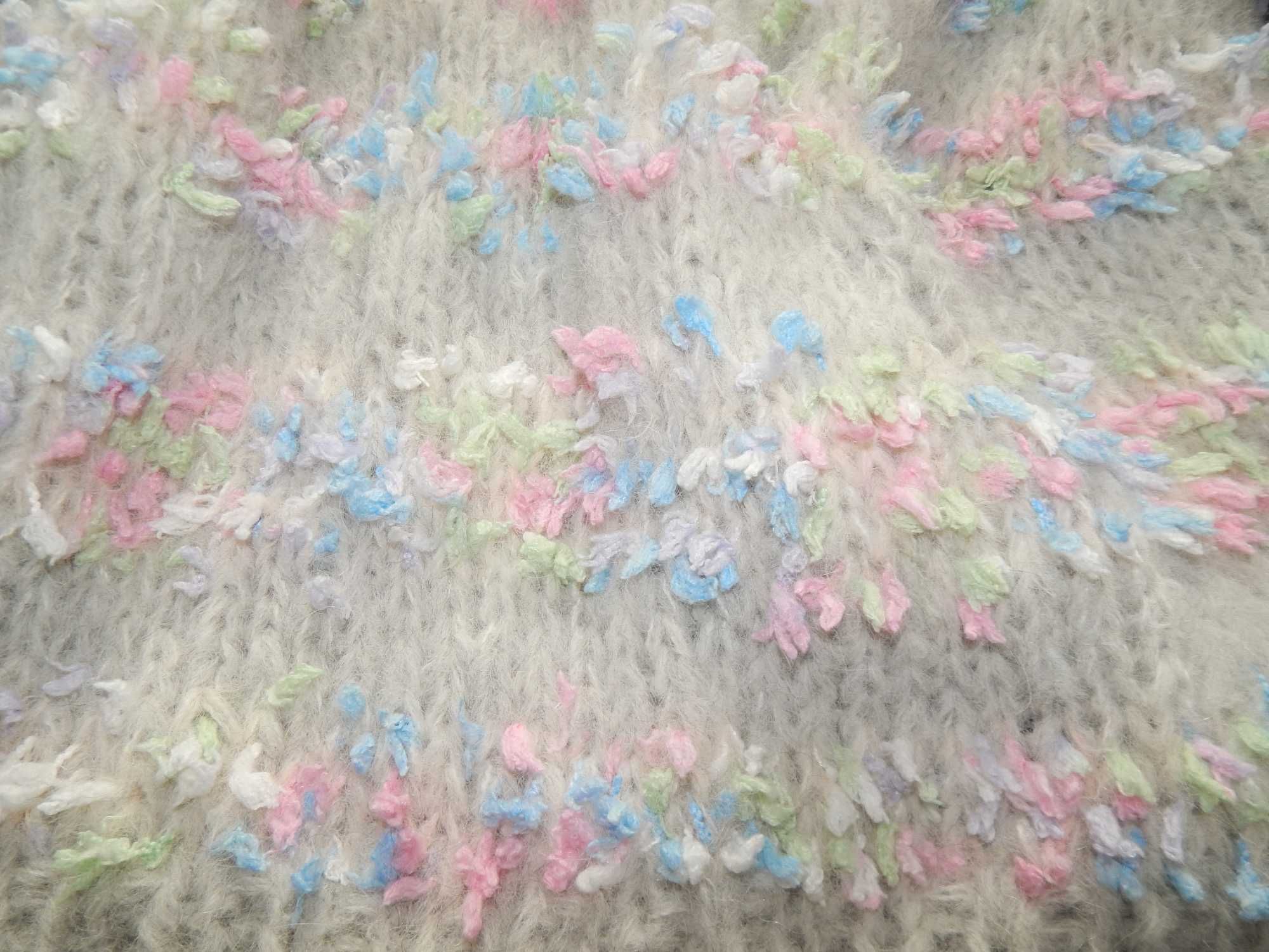 Kardigan szary w confetti sweter handmade ręcznie robiony alpaka S/M