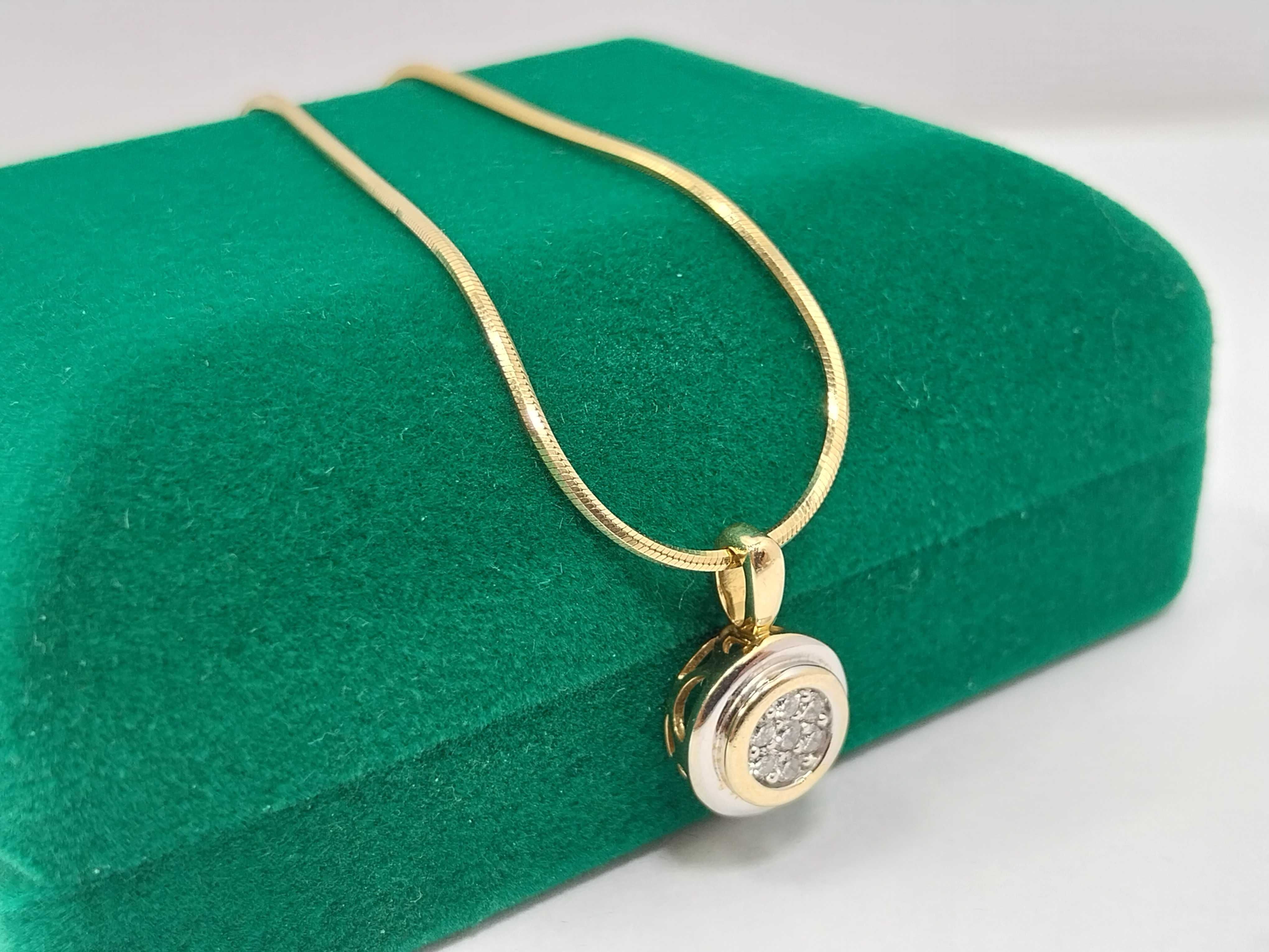 Złoty łańcuszek +ZAWIESZKA DIAMENTY 585 6,30G DŁ.44CM