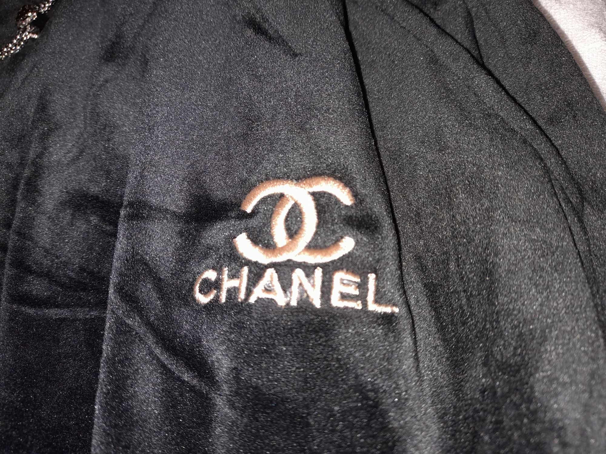 Chanel spodnie dresowe welurowe czarne rozm. M/L nowe