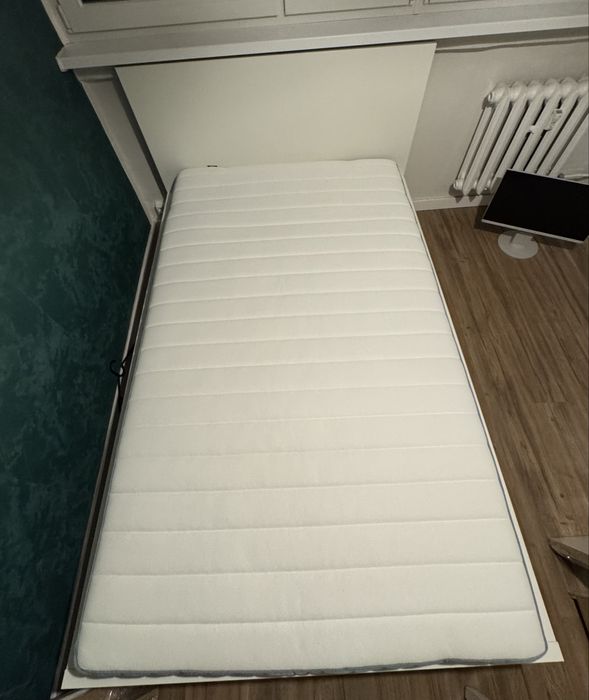 MALM rama łóżka z 2 pojemnikami, biały/Lönset, 120x200 cm