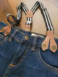 Spodnie jeansy chłopięce na szelkach roz. 116