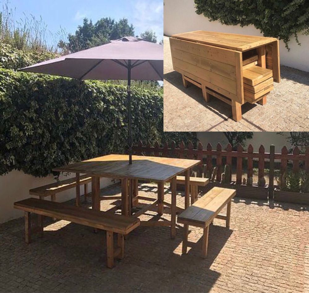 Mesa de Churrasco /Jardim / Exterior / 4 Bancos NOVO