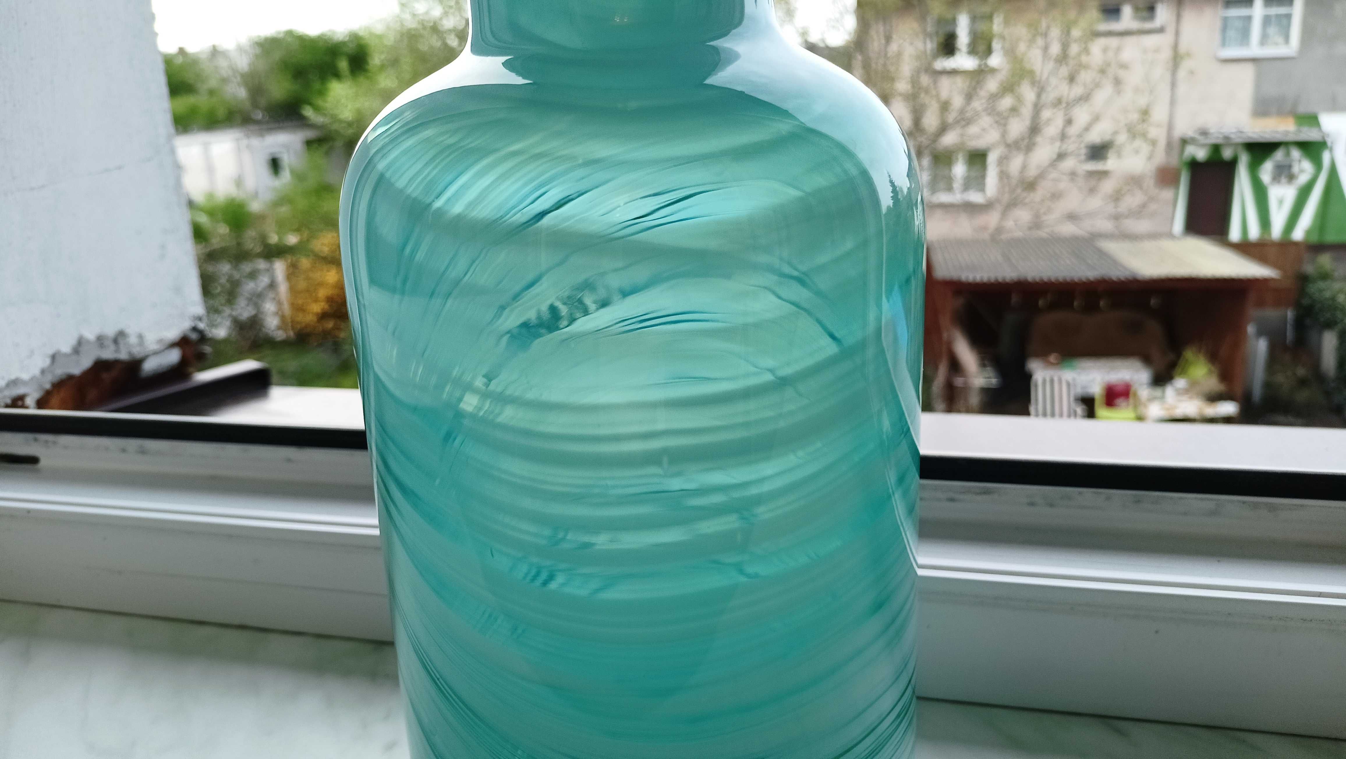 Stary wazon murano, zielony, butla ,ciężki 28 cm,