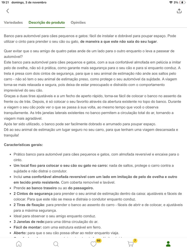 Banco / cadeira auro para mascotes cão/ gato