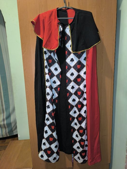 Карнавальный плащ,Костюм Красной Королевы,Королевы Червей,взрослый