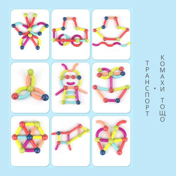 Новий дитячий магнітний 3D-конструктор 42 на деталі детский Magnetic