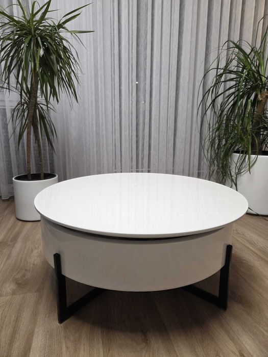 Stolik kawowy okrągły biały