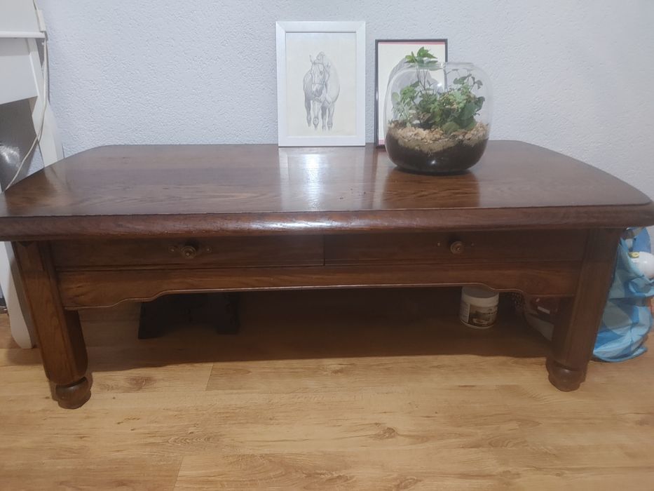 Ława debowa z szufladami stan bardzo dobry wymiary137x70x47obry