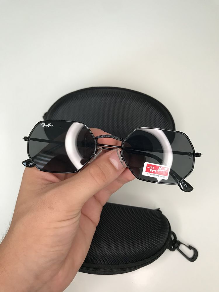 Женские солнцезащитные очки Ray Ban Octagonal черные Восьмигранные Рей