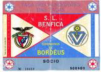 Bilhete Futebol - Benfica - Bordéus 1986