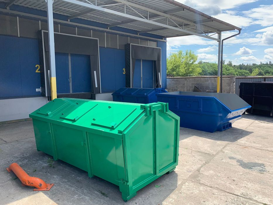 KP 7 zamknięty kontener hakowy bramowy na odpady gruz złom śmieci