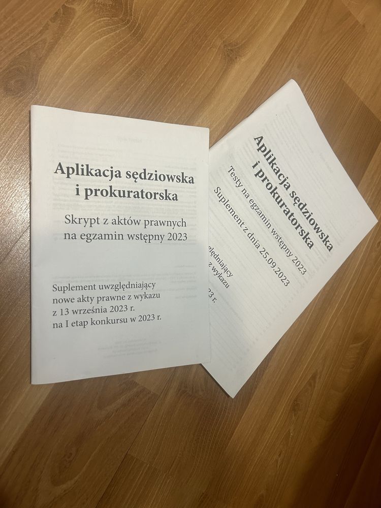Aplikacja sędziowska i prokuratorska egzamin wstepny testy, skrypt