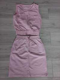 Różowy komplet spódniczka i bluzka 122- 134