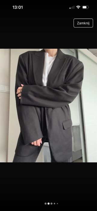 nowa marynarka zara szerokie ramiona poduszki czarna m 38 oversize 50