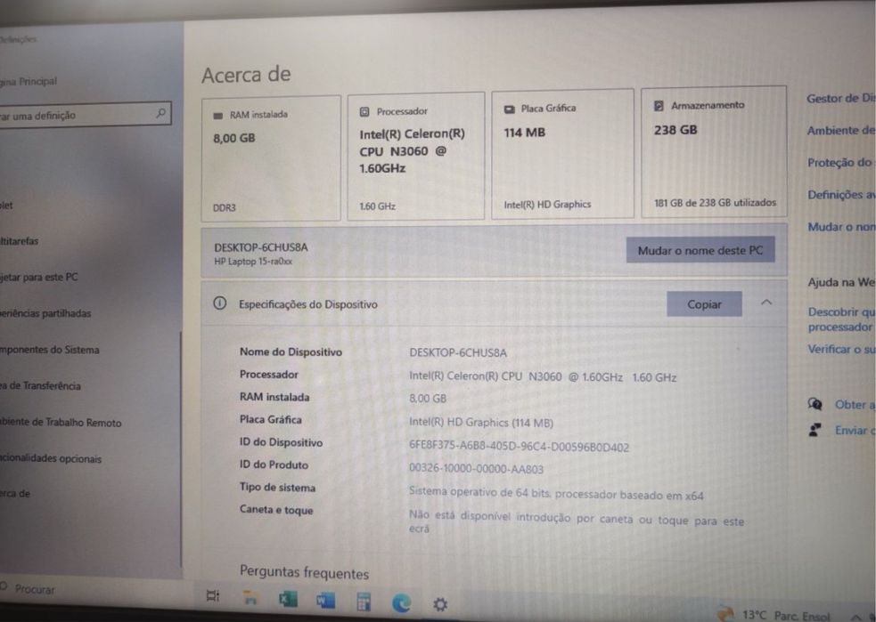 Portátil HP em excelente estado