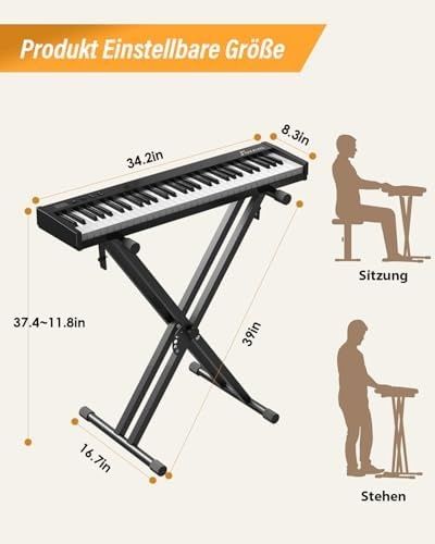 OYAYO 61-klawiszowe pianino z półważonymi klawiszami i stojakiem