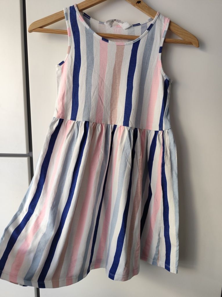 Sukienka dla dziewczynki bez rękawów w paski H&M r. 134/140
