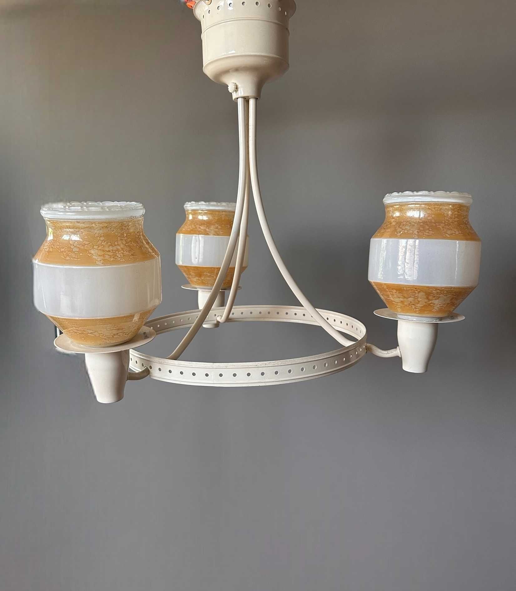 Żyrandol Vintage, schabby chic lampa romatic, boho 3 punktowa biały