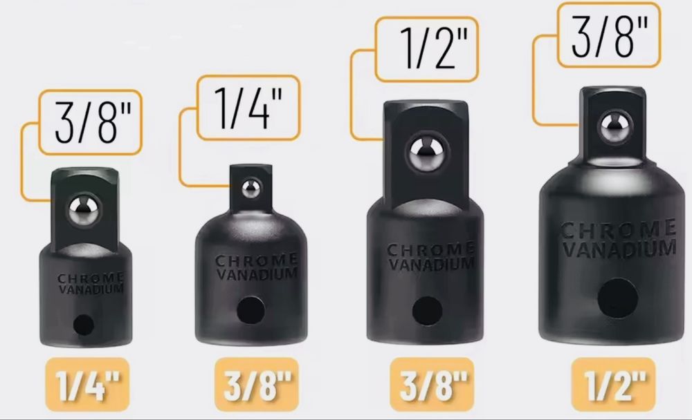 Набор 4шт ударних перехідників приєднувальний квадрат головки трещотка