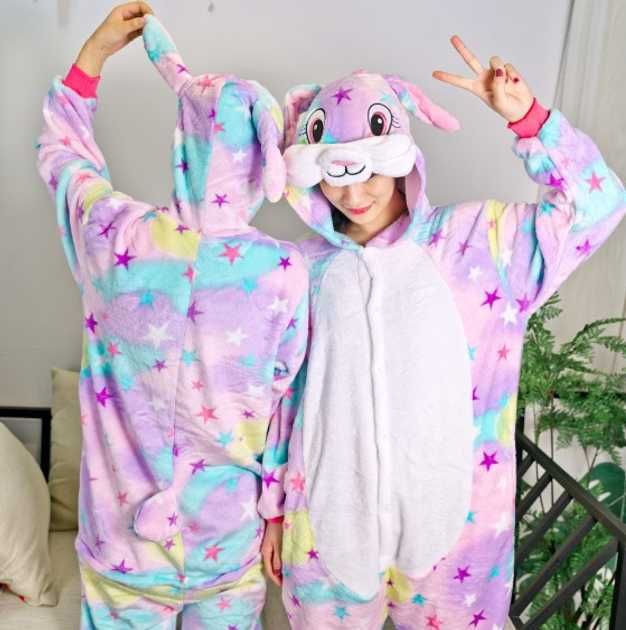 Піжама кігурумі для дорослих (різнокольоровий зайчик)
