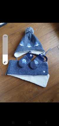 Zestaw czapka szalik rękawiczki Obaibi zimowe na zimę