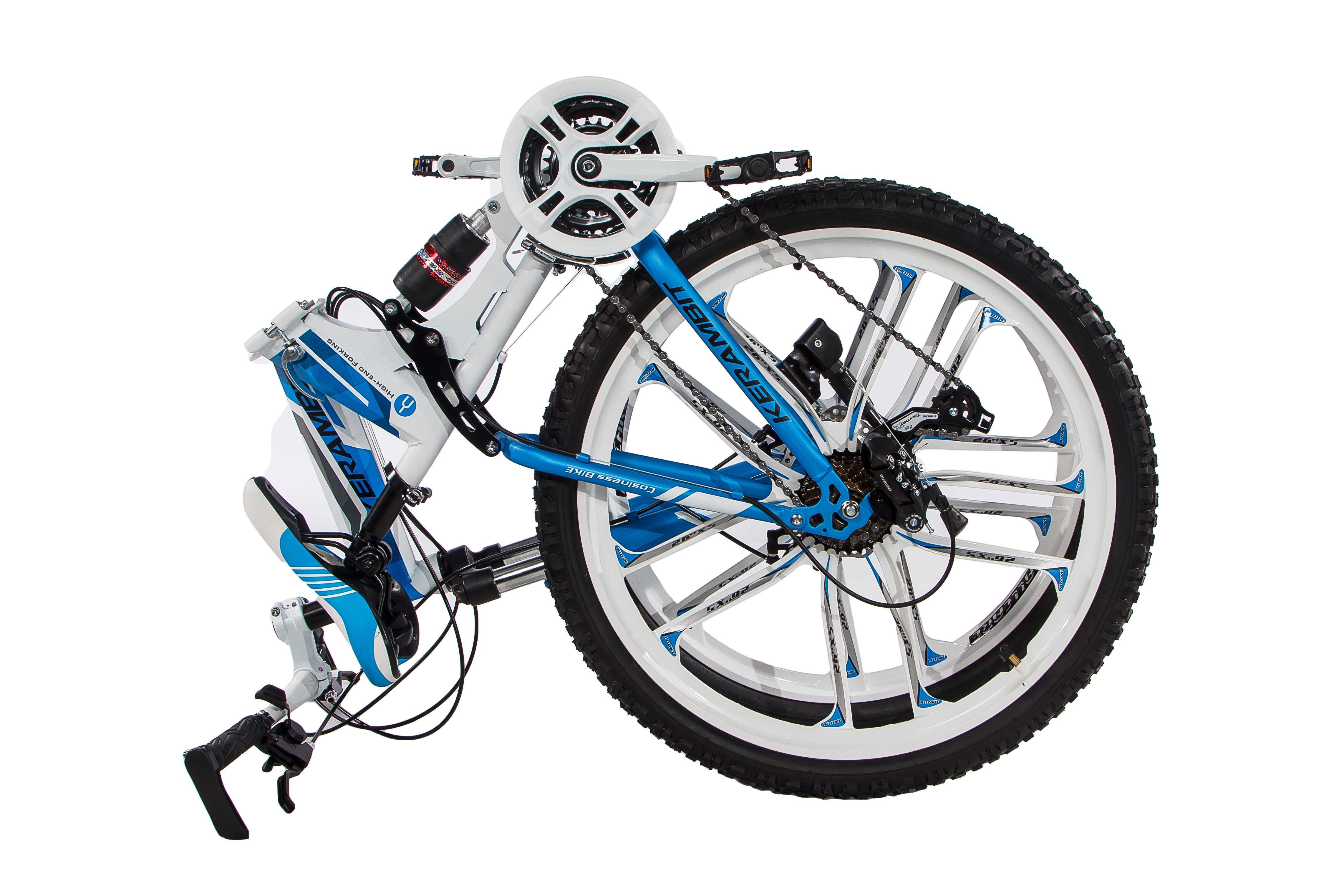 Складной велосипед Kerambit на литых дисках 26", бело голубой