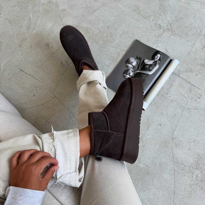 Шоколадні уггі платформа нат замш угги платформа угги шоколад 36,40,41