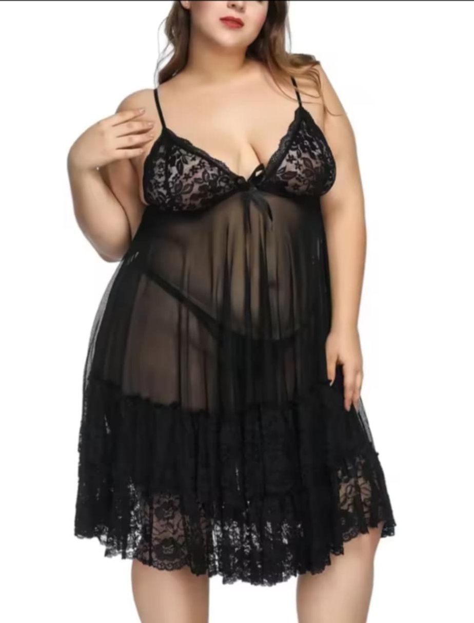 Big size 6XL seksowna koszula nocna  +stringi  erotyczna sukienka