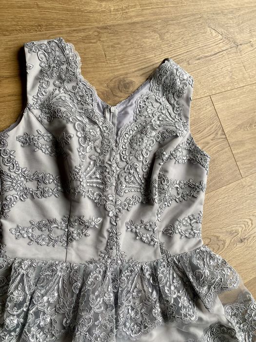 Piękna szara sukienka koronka 40 wesele sylwester