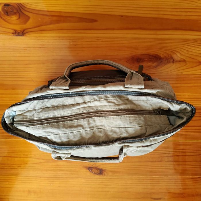 Брезентова сумка з шкіряними вставками