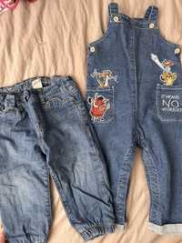Jeansy spodnie jeansowe ogrodniczki 86 zestaw