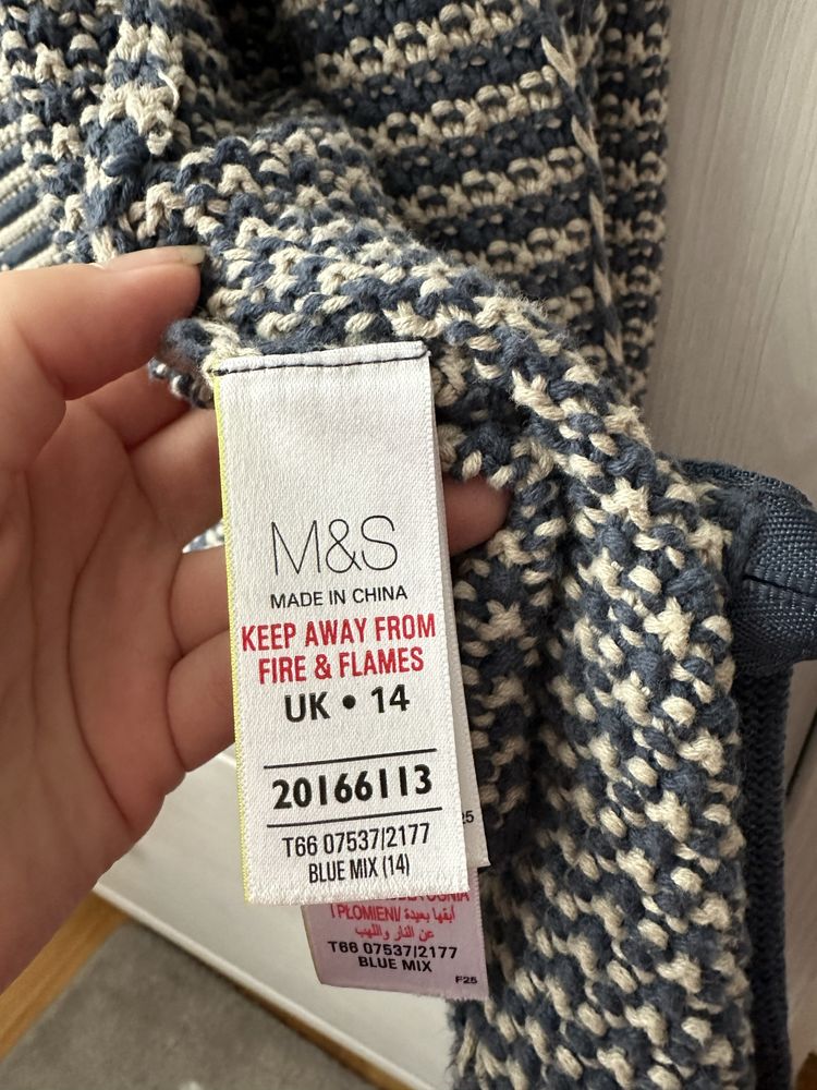 Asymetryczny sweter / kardigan m&s Marks & Spencer XL 42 Indigo