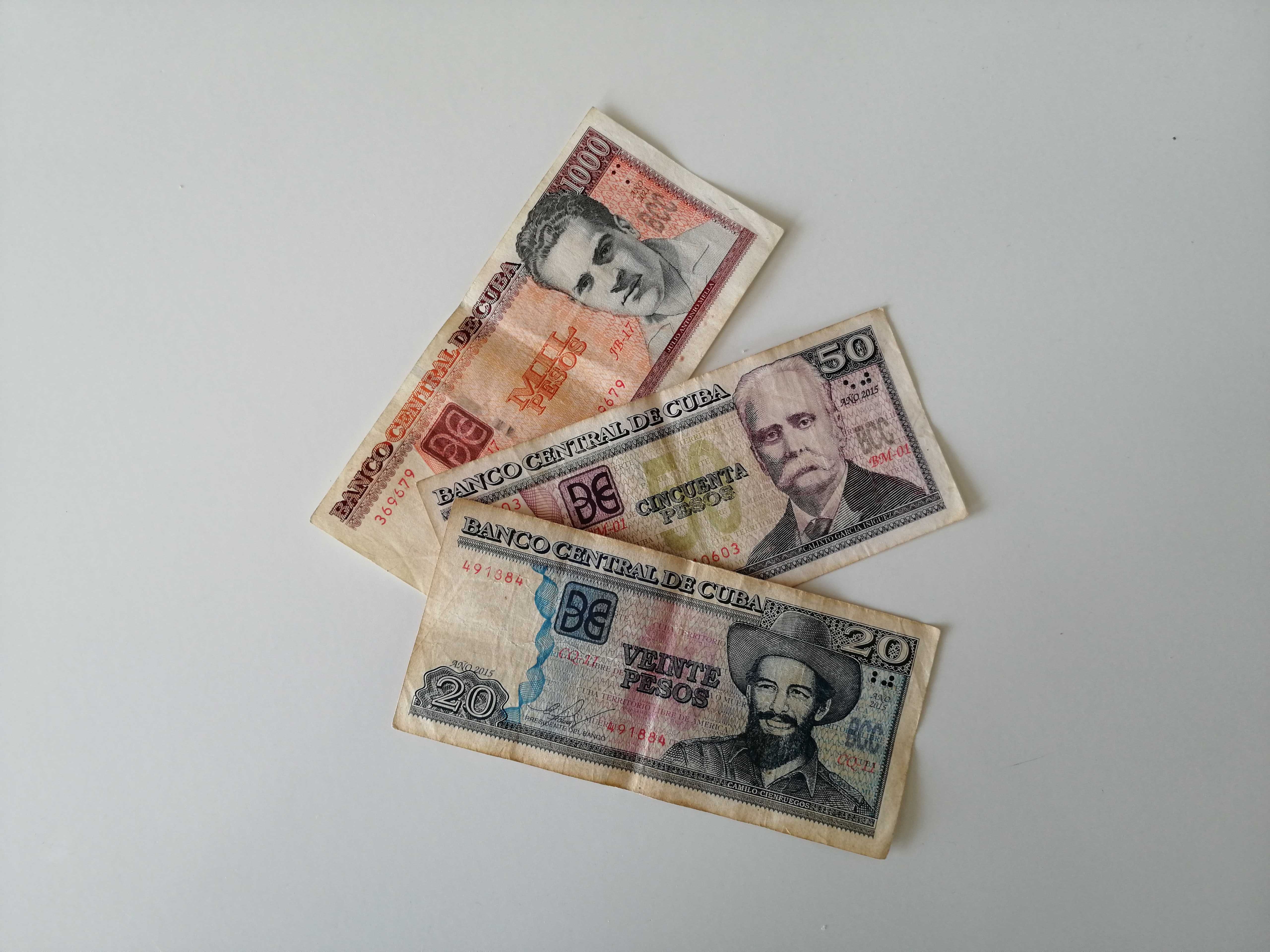 Zestaw 3 banknotów z Kuby