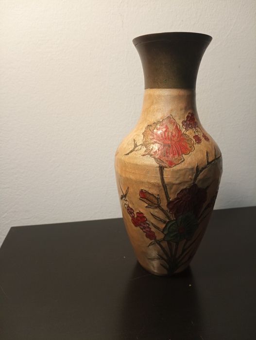 Antiga Jarra decorativa arte cloisonne (esmalte sobre metal)	- India