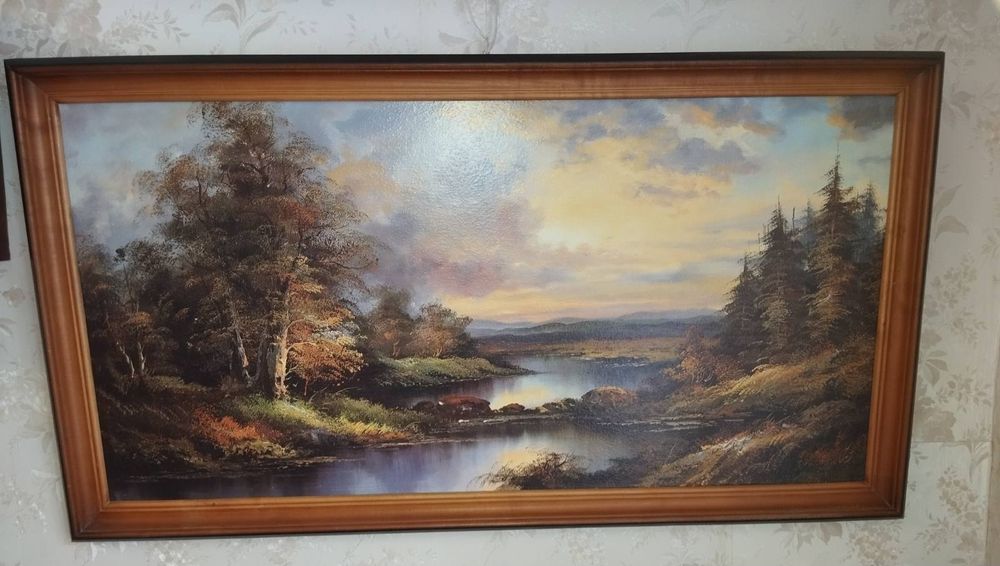 80:40cm.Картина  новая с рамой, "Вечер в лесу"