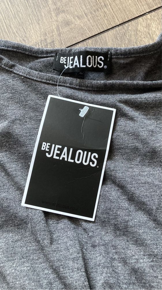 Be Jealous NOWA sukienka oversize dłuższy tył nietoperz szara L/XL