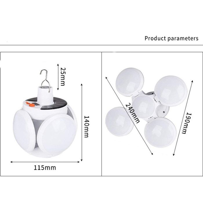 Лампа Розкладна Підвісна на акумуляторі з сонячною батареєю