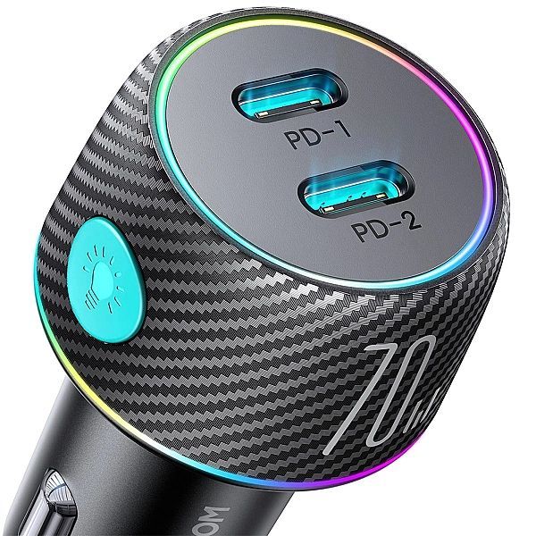 Ładowarka samochodowa 2x Usb C 70w z podświetleniem Led Joyroom Jr-ccn