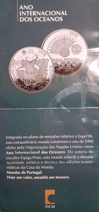 Moeda de prata do ano internacional dos oceanos 1998