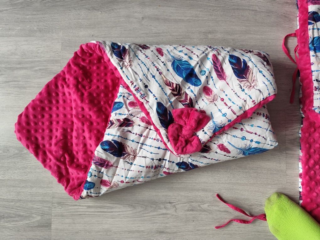 Wyprawka do łóżeczka handmade, dwustronny komplet, pościel, ochraniacz