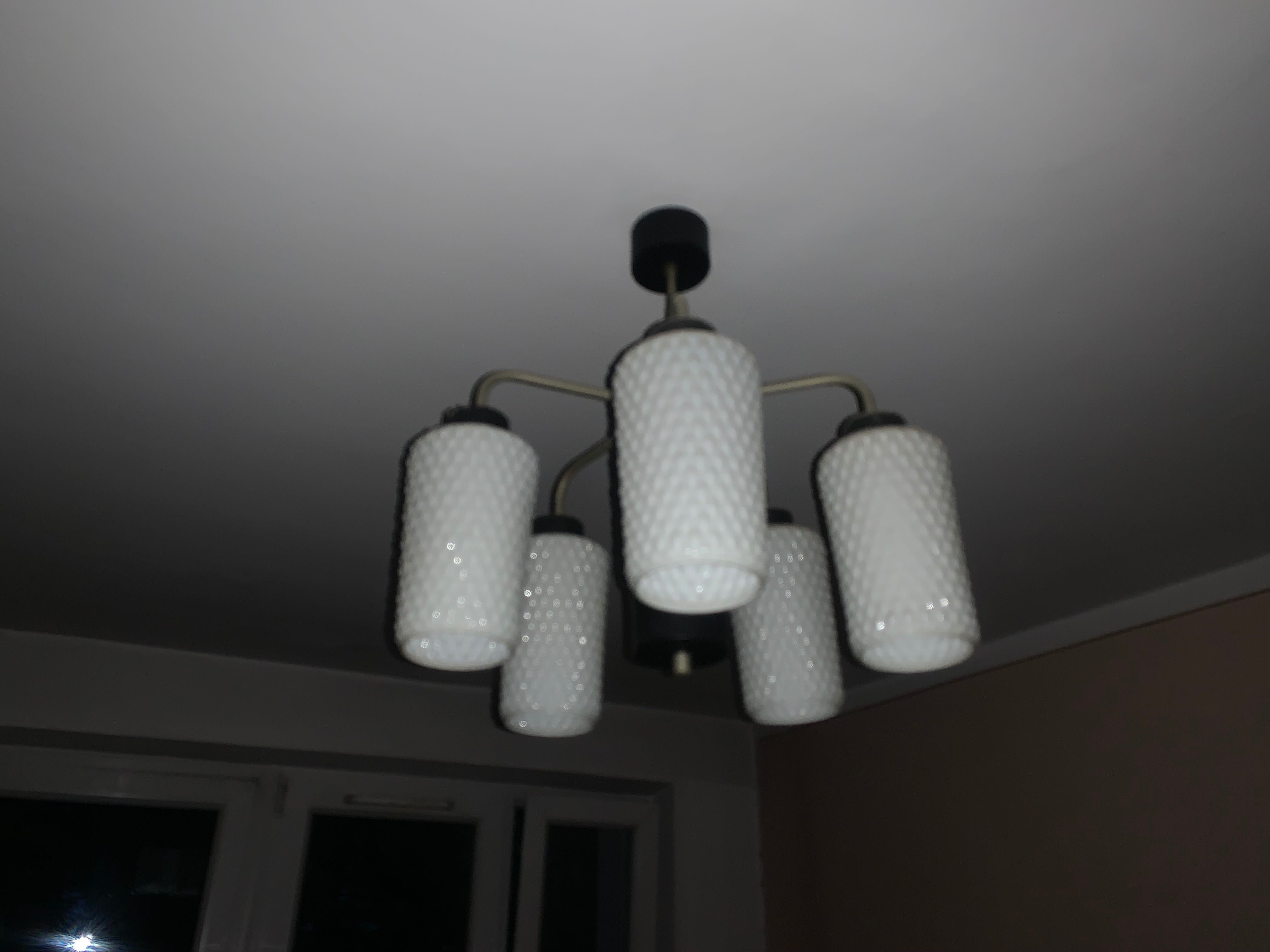 Piękna Stylowa Lampa Żyrandol PRL Retro Vintage Pająk Art Deco klosze
